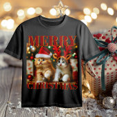Schattigee kittens met Sinterklaas en rendieren pe T-shirt