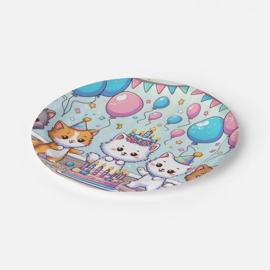 Schattigee Kittens Verjaardagsfeest Borden Papieren Bordje (Gekanteld)