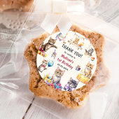 Schattigee Kitty Cat 1e Verjaardagsfeest Classic R Ronde Sticker