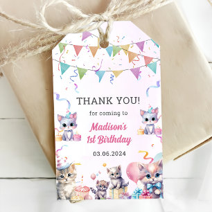 Schattigee Kitty Cat 1e verjaardagsfeestje cadeau Cadeaulabel