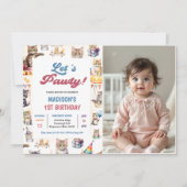 Schattigee Kitty Cat 1e verjaardagsfeestje Foto Kaart (Voorkant)