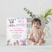 Schattigee Kitty Cat 2e Verjaardag Party Foto Kaart (Staand voorkant)