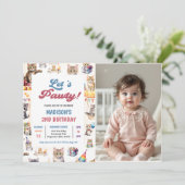 Schattigee Kitty Cat 2e Verjaardag Party Foto Kaart (Staand voorkant)