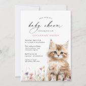 Schattigee Kitty Cat | Airy Floral Spring Baby sho Kaart (Voorkant)