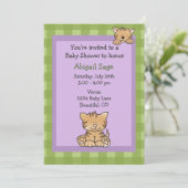 Schattigee Kitty Cat Baby Girl Douche Uitnodiging (Staand voorkant)