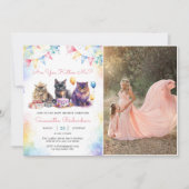 Schattigee Kitty Cat Baby shower Party Foto Kaart (Voorkant)