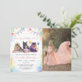 Schattigee Kitty Cat Baby shower Party Foto Kaart (Staand voorkant)