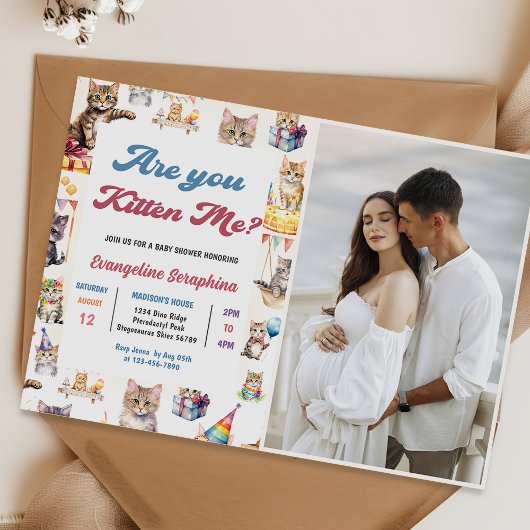 Schattigee Kitty Cat Baby shower Party Foto Kaart