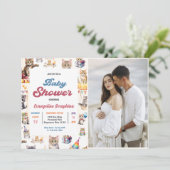 Schattigee Kitty Cat Baby shower Party Foto Kaart (Staand voorkant)