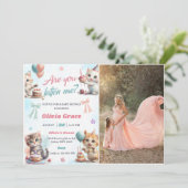 Schattigee Kitty Cat Baby shower Party Foto Kaart (Staand voorkant)