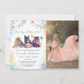 Schattigee Kitty Cat Baby shower Party Foto Kaart (Voorkant)