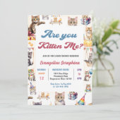 Schattigee Kitty Cat Baby shower Party Uitnodiging (Staand voorkant)