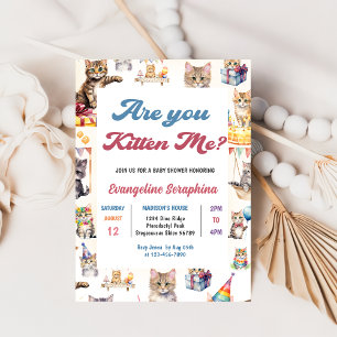 Schattigee Kitty Cat Baby shower Party Uitnodiging