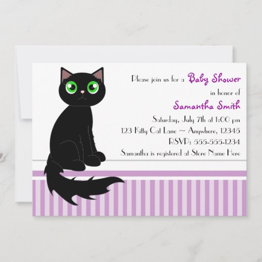Schattigee Kitty Cat Baby shower Uitnodiging - Paa (Voorkant)