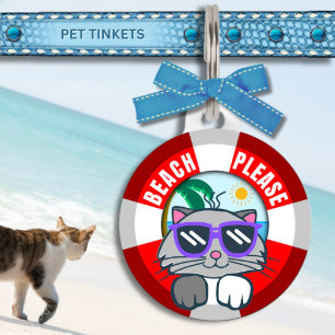 Schattigee Kitty Cat Beach alstublieft Huisdierpenning