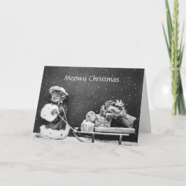 Schattigee Kitty Cat Gevouwen Kerst Kaart