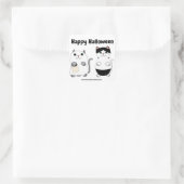 Schattigee Kitty Cat Ghost Monster Halloween Perso Vierkante Sticker (Tas)
