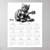 Schattigee Kitty Cat gitarist in Bow Stropdas 2025 Poster (Voorkant)