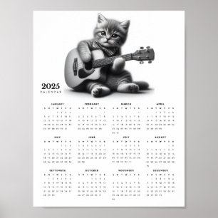 Schattigee Kitty Cat gitarist in Bow Stropdas 2025 Poster