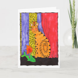 Schattigee Kitty Cat Illustratie Gelukkige Verjaar Kaart