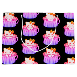 Schattigee Kitty Cat in regenboogroze en Paarse pa Groot Cadeauzakje