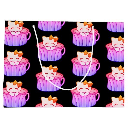 Schattigee Kitty Cat in regenboogroze en Paarse pa Groot Cadeauzakje (Achterkant)