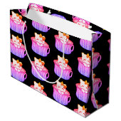 Schattigee Kitty Cat in regenboogroze en Paarse pa Groot Cadeauzakje (Achterkant Gekanteld)