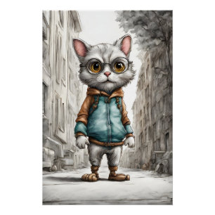 Schattigee Kitty Cat Out voor een wandeling Perfect Poster