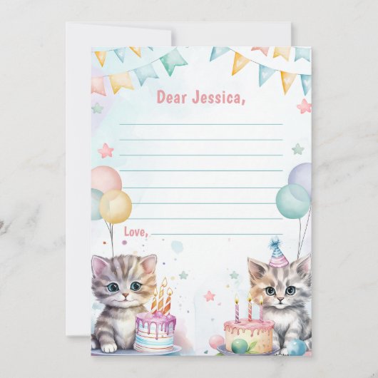 Schattigee Kitty Cat Time Capsule Opmerking Berich Kaart (Voorkant)