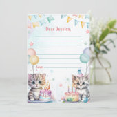 Schattigee Kitty Cat Time Capsule Opmerking Berich Kaart (Staand voorkant)