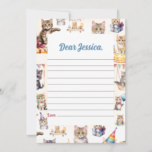 Schattigee Kitty Cat Time Capsule Opmerking Berich Kaart (Voorkant)