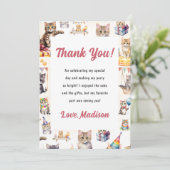 Schattigee Kitty Cat verjaardagsfeestje uitnodigin Kaart (Staand voorkant)