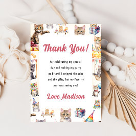 Schattigee Kitty Cat verjaardagsfeestje uitnodigin Kaart