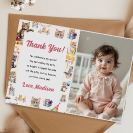 Schattigee Kitty Cat verjaardagsfeestje uitnodigin Kaart