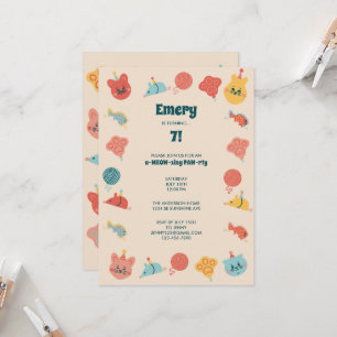 Schattigee Kitty Cat verjaardagsfeestje voor kinde Kaart