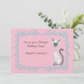 Schattigee Kitty Cat verjaardagsuitnodiging ~ Meis Kaart (Staand voorkant)