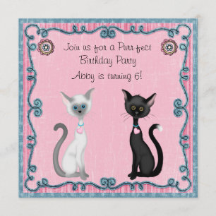 Schattigee Kitty Cat verjaardagsuitnodiging ~ Meis Kaart
