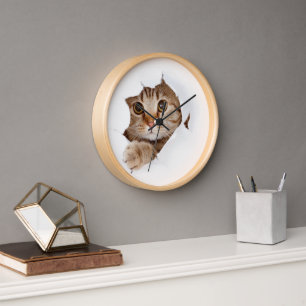 Schattigee Kitty Cat wandklok   grillige kattenlie