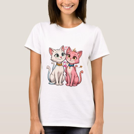 Schattigee Kitty Cats Beste Vrienden T-shirt (Voorkant)