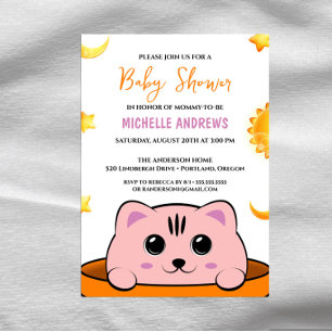 Schattigee Kitty Kat Baby shower Uitnodiging