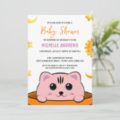 Schattigee Kitty Kat Baby shower Uitnodiging (Staand voorkant)