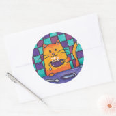 Schattigee kitty kat Drink thee "kit-theekat" Ronde Sticker (Envelop)