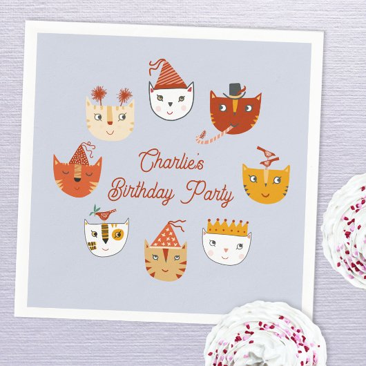 Schattigee kitty kat gepersonaliseerde verjaardag servet