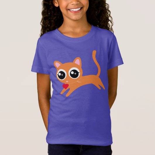 Schattigee kitty kat hart dief t-shirt (Voorkant)