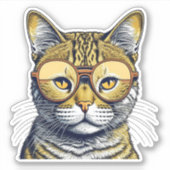 Schattigee kitty kat met bril sticker (Voorkant)