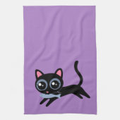 Schattigee kitty kat met vis cadeau voor Vriendin, Theedoek (Verticaal)
