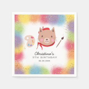 Schattigee kitty kat schilderij kunst verjaardagsf servet