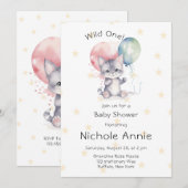 Schattigee kitty kattenballonnen wild een 1e verja kaart (Voorkant / Achterkant)