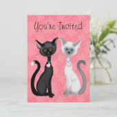 Schattigee Kity Cats Roze, Zwart, Witte Verjaardag Kaart (Staand voorkant)