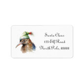 Schattigee Kiwi Bird in Christmas Elf Pet, op maat Etiket (Voorkant)